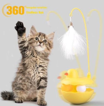 Interactive Duck Cat Teaser Toy – Feather Wand Toy for Indoor Cats