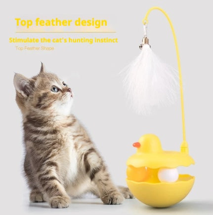 Interactive Duck Cat Teaser Toy – Feather Wand Toy for Indoor Cats