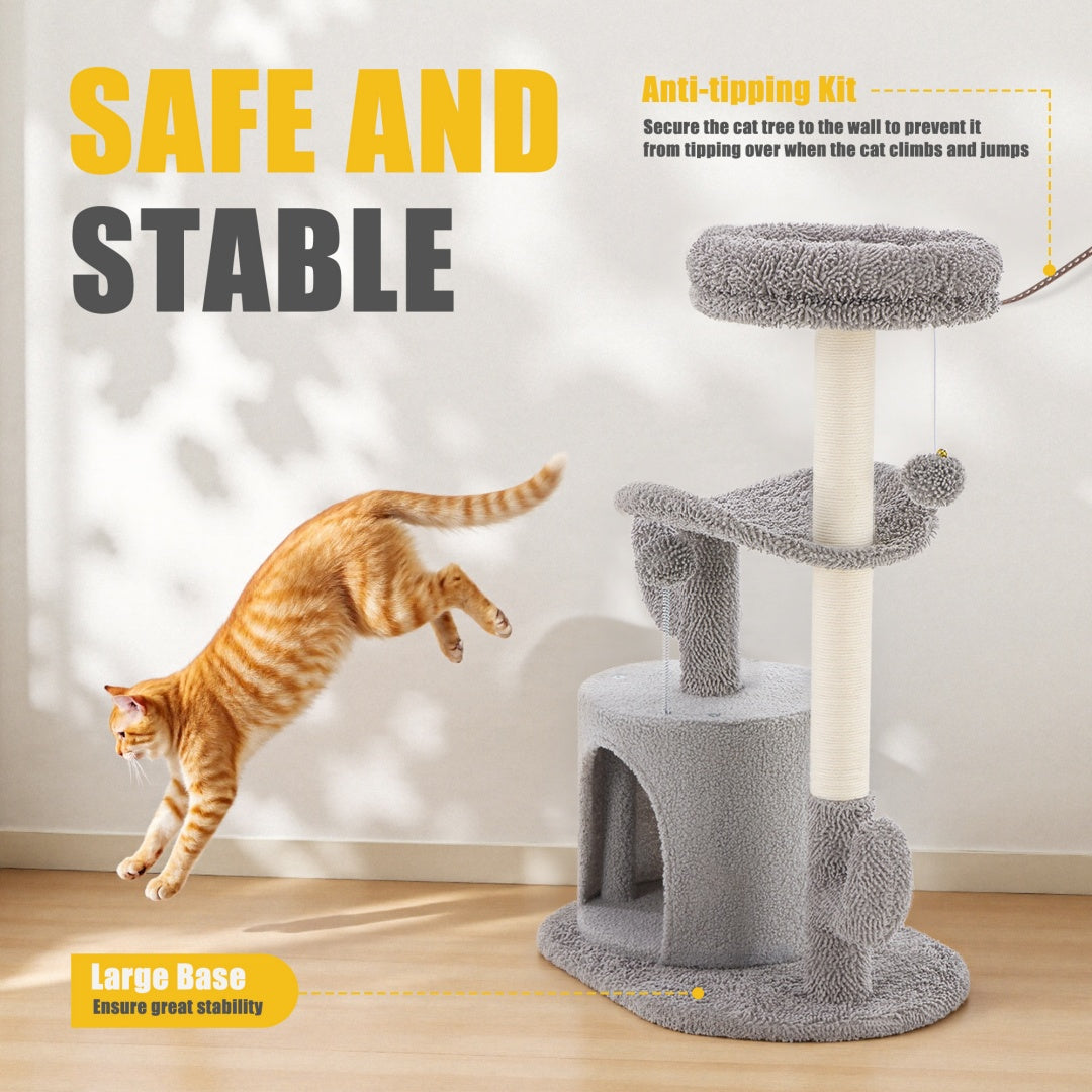 Cactus Cat Tree Tower with Scratching Post & Hanging Toys