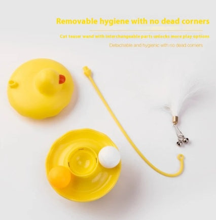 Interactive Duck Cat Teaser Toy – Feather Wand Toy for Indoor Cats