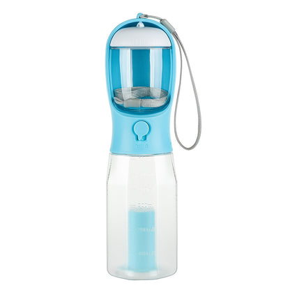 Portable Dog Travel Water Bottle with Waste Bag Dispenser – Leakproof Walking Bottle