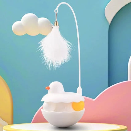Interactive Duck Cat Teaser Toy – Feather Wand Toy for Indoor Cats