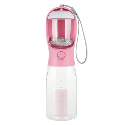 Portable Dog Travel Water Bottle with Waste Bag Dispenser – Leakproof Walking Bottle