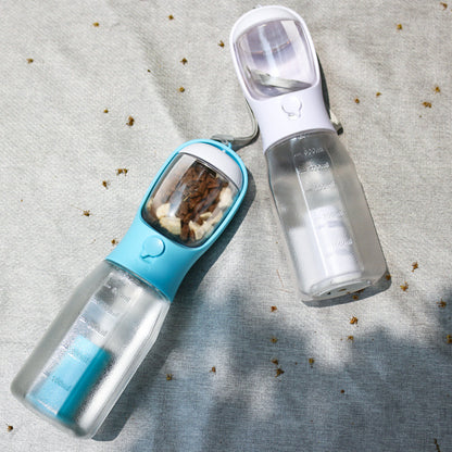 Portable Dog Travel Water Bottle with Waste Bag Dispenser – Leakproof Walking Bottle