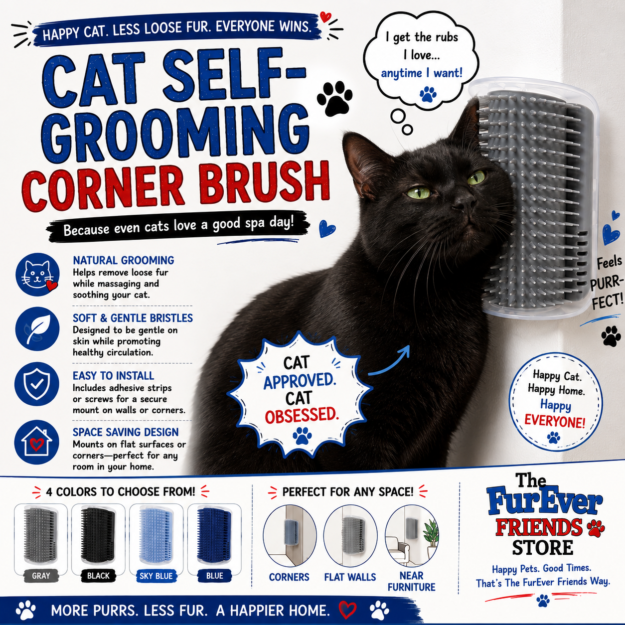 Cat Self-Grooming Wall & Corner Brush