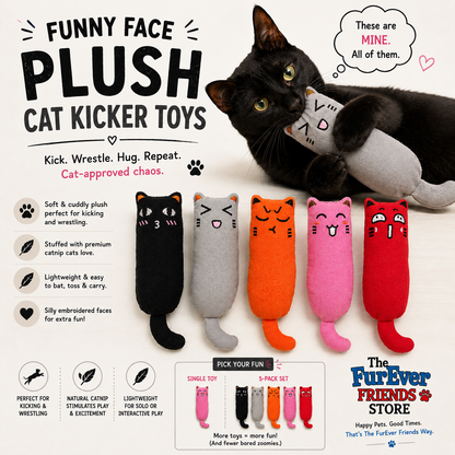 Funny Face Plush Cat Kicker Toy