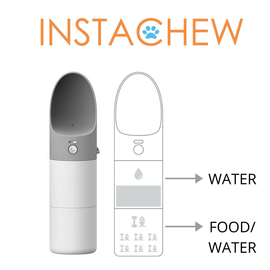 🐾 INSTACHEW Rover 2-in-1 Pet Travel Bottle — Water & Snacks, All in One!
