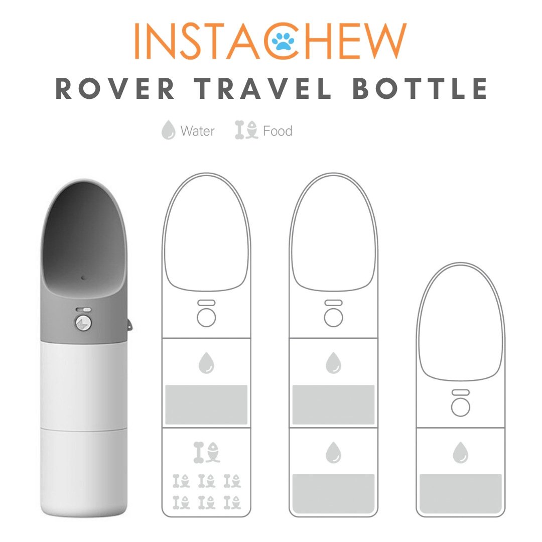 🐾 INSTACHEW Rover 2-in-1 Pet Travel Bottle — Water & Snacks, All in One!