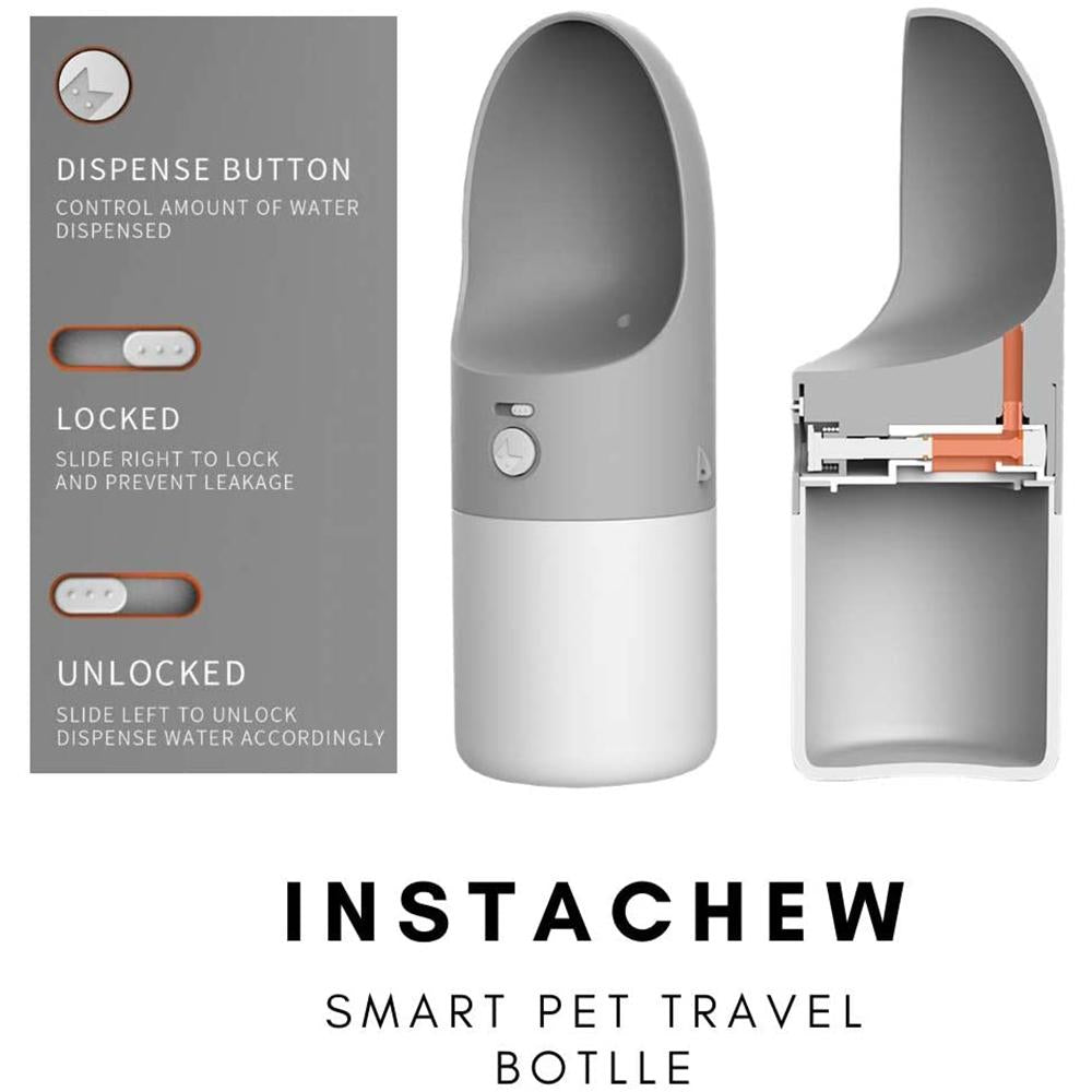 🐾 INSTACHEW Rover 2-in-1 Pet Travel Bottle — Water & Snacks, All in One!
