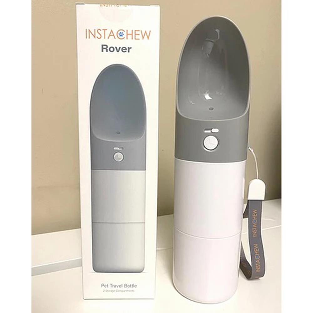 🐾 INSTACHEW Rover 2-in-1 Pet Travel Bottle — Water & Snacks, All in One!