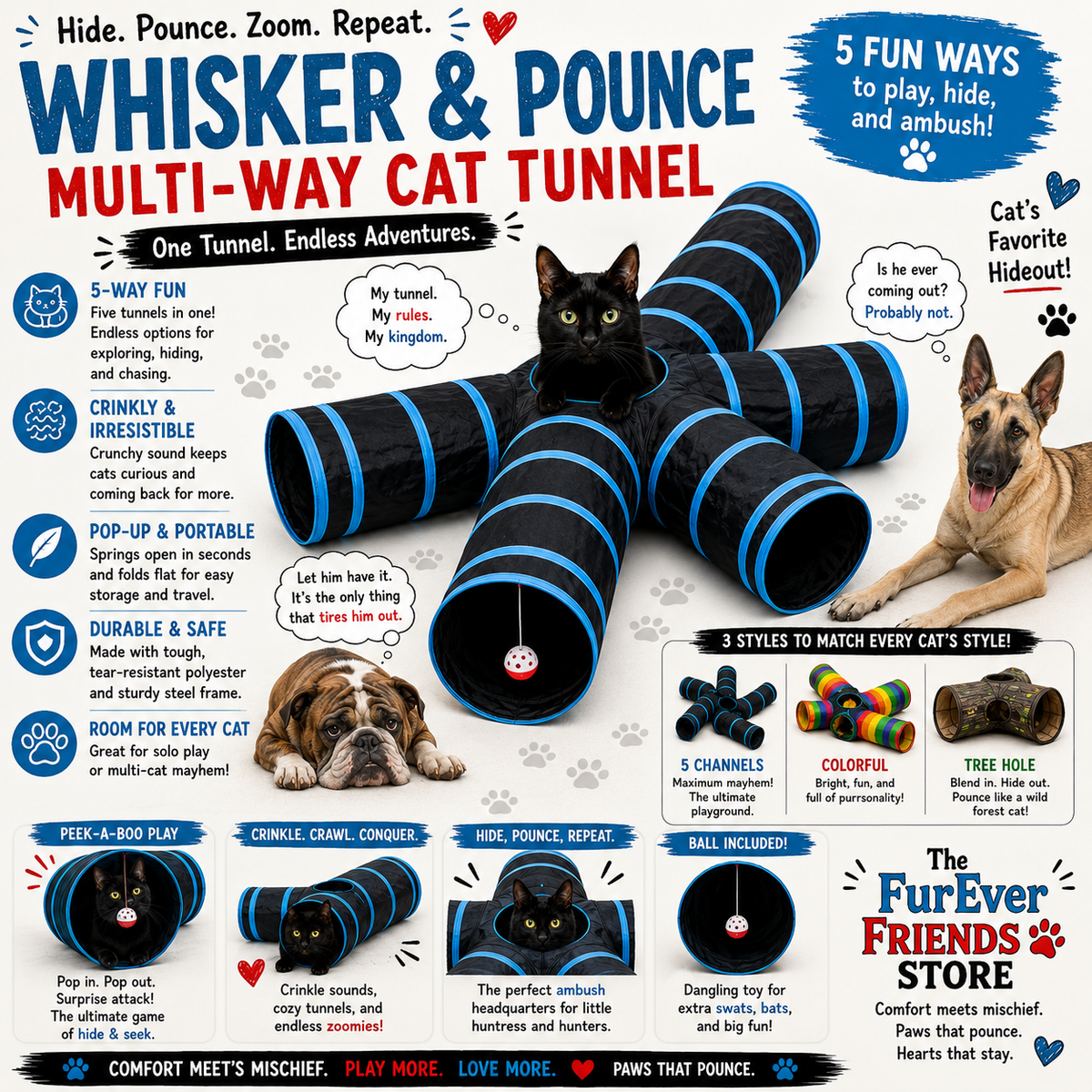 Whisker & Pounce Multi-Way Cat Tunnel