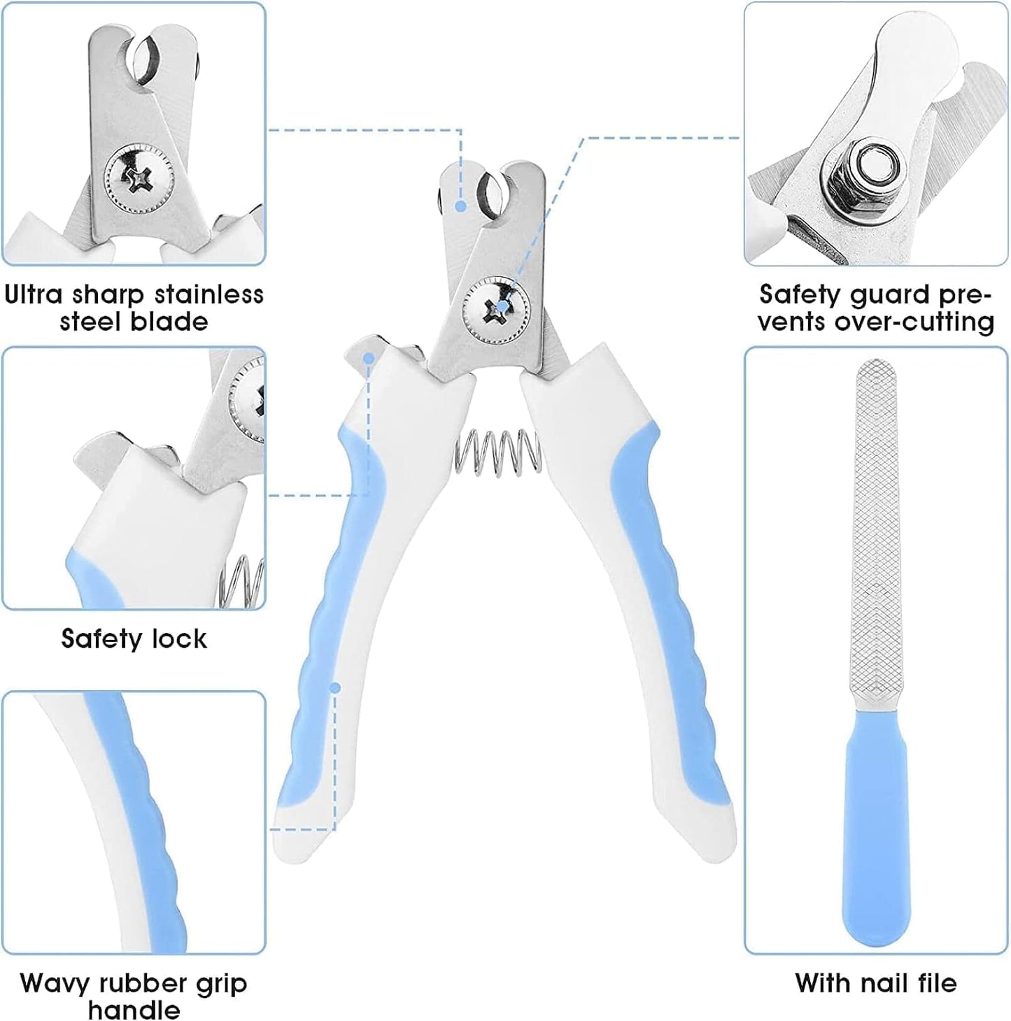 Pet Grooming Kit for Dogs & Cats – Self-Cleaning Slicker Brush, Nail Clippers & Bath Brush (7-Piece Set)