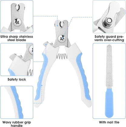 Pet Grooming Kit for Dogs & Cats – Self-Cleaning Slicker Brush, Nail Clippers & Bath Brush (7-Piece Set)