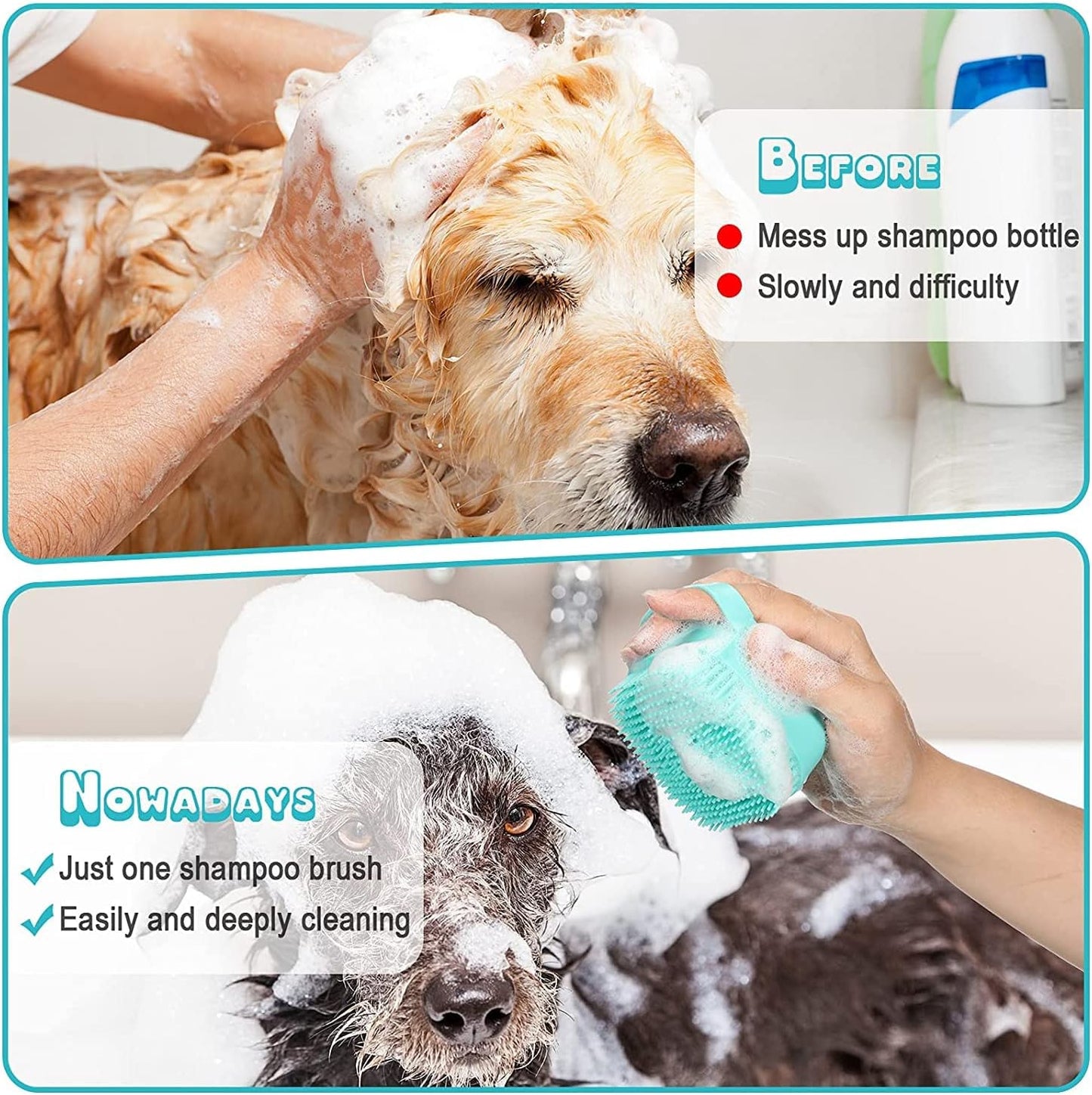 Pet Grooming Kit for Dogs & Cats – Self-Cleaning Slicker Brush, Nail Clippers & Bath Brush (7-Piece Set)